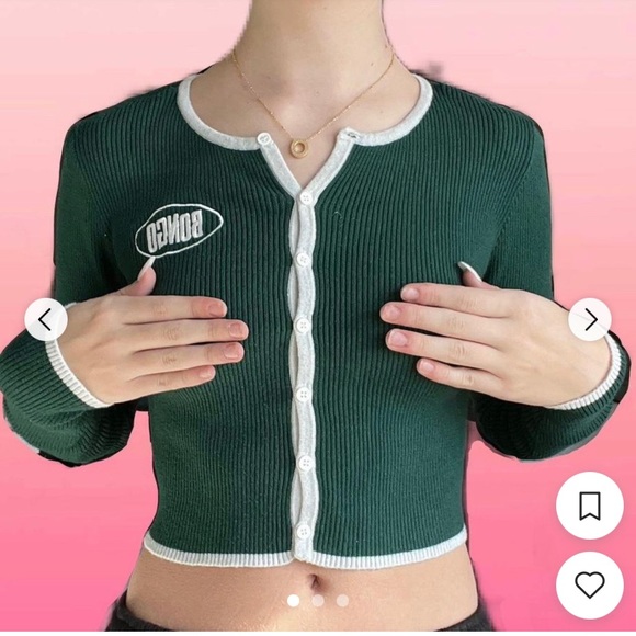 BONGO Women's Green Cardigan Crop SZ SM Forever 21 - Picture 2 of 5